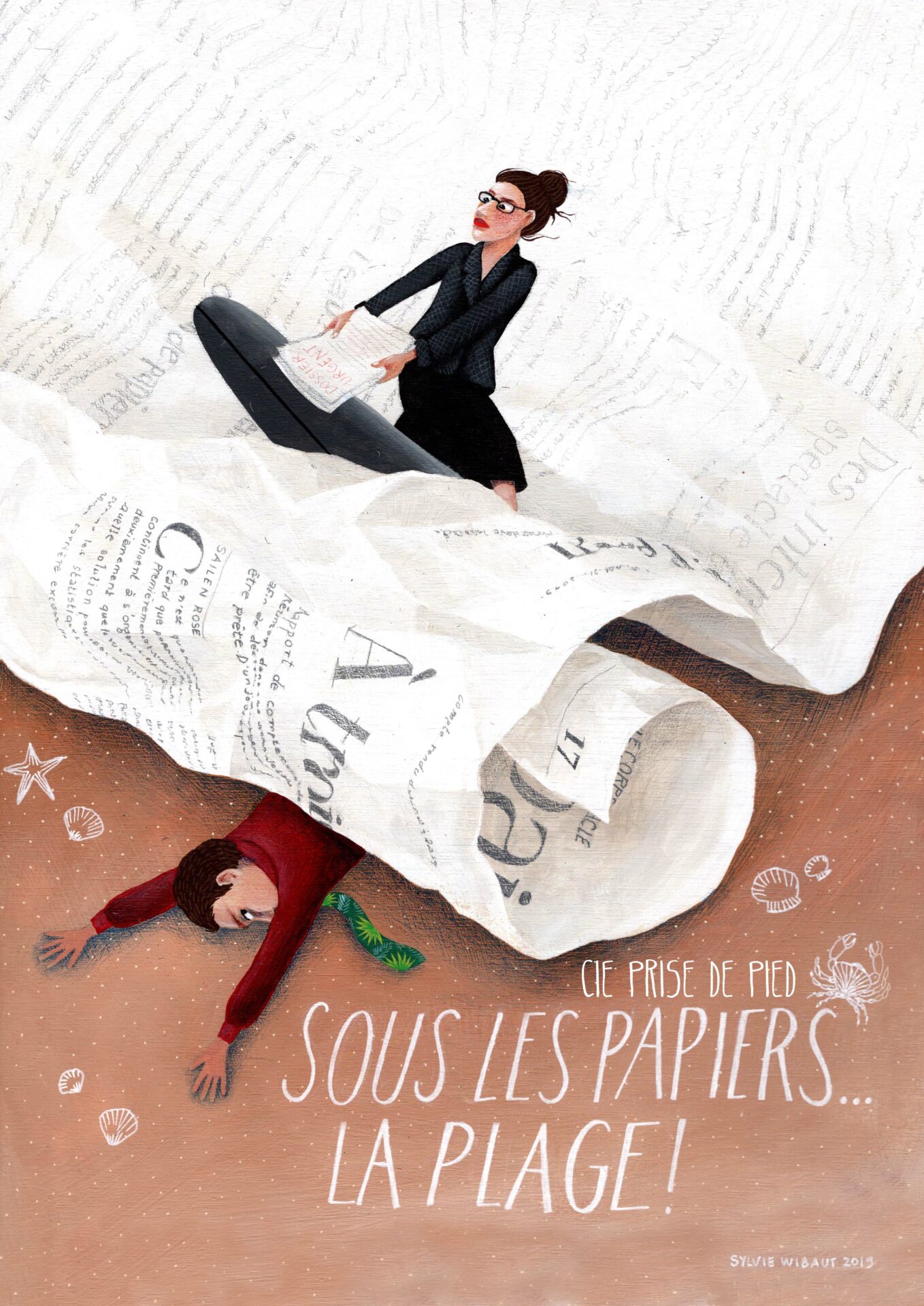 Affiche "Sous les papiers la plage" ©Cie Prise de Pied